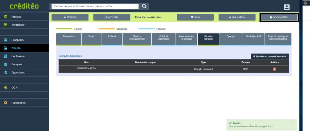 "Documents IOBSP" de l'application de courtage en crédit immobilier