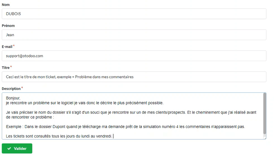 Support pour le logiciel pour courtier en crédit Immobilier Créditéo