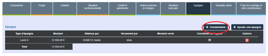 Zone de notes et commentaires présentes à divers endroits du suivi de vos dossiers