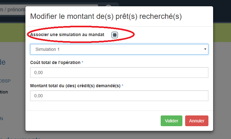 modifier le montant du mandat de recherche de capitaux associer mandat simulation logiciel courtier pret immobilier