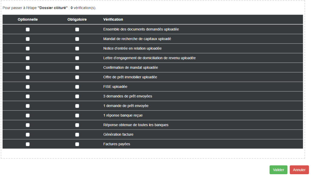 verifier et valdier la lsite des etapes du tunnel de conversion IOBSP