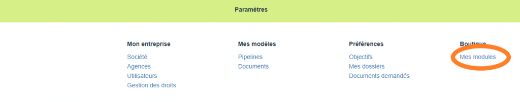 Gestion des modules 